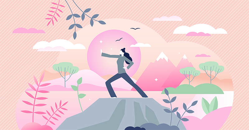 Qigong practice for breathing, meditation and movement tiny pers